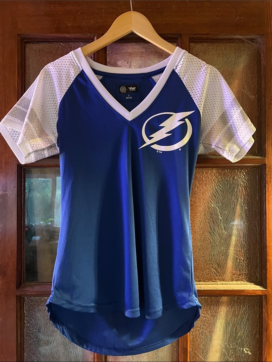 NHL Tops - NHL Blue & White Tampa Bay Lightning Women's V-Neck Jersey